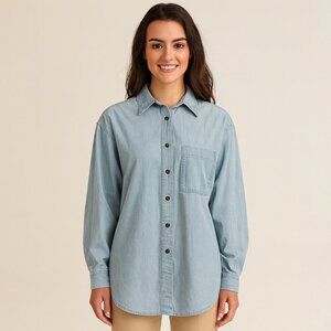 Vintage Jeans Wear Chambray Denim Shirt/Light Wash/Long Sleeve | Size M